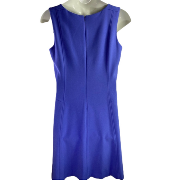 White House Black Market Periwinkle Scoop Neckline Sheath Midi Dress EUC Size 16 - Picture 4 of 5